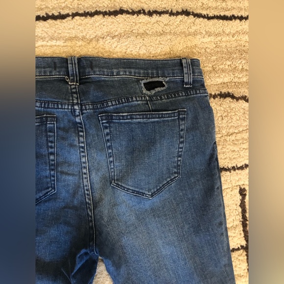 Free People Women’s Tupelo Blue Fishnet-Inset Skinny Jeans Size 29 - Picture 4 of 7